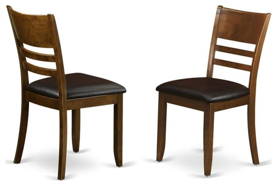 East West Furniture Lynfield 37" Leather Dining Chairs in Espresso (Set of 2)