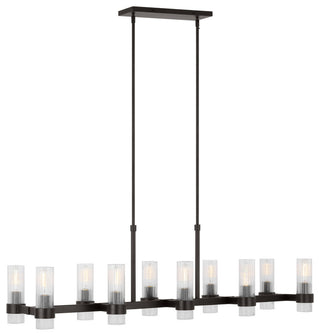 Geneva 10-Light Indoor Linear Chandelier, Aged Iron