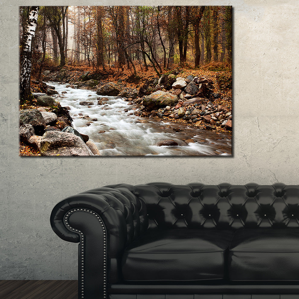 "Stream in Autumn Forest" Landscape Photography Canvas Print, 40"x30"