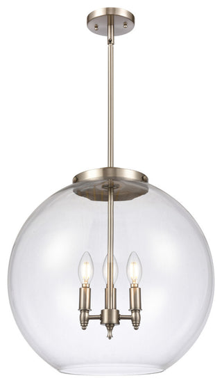 Athens Pendant, Brushed Satin Nickel, Clear, Clear