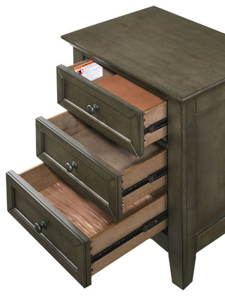 San Mateo 3-Drawer Wooden Nightstand, Gray