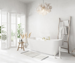 Holly 67" Soaking Bathtub, Glossy White With Brushed Gold Trim