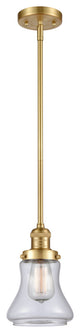 Bellmont 1 Light Mini Pendant, Satin Gold, Clear