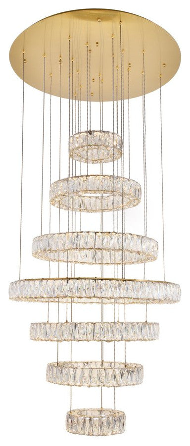 Madeleine Integrated LED Light Gold Chandelier Clear Royal Cut Crystal