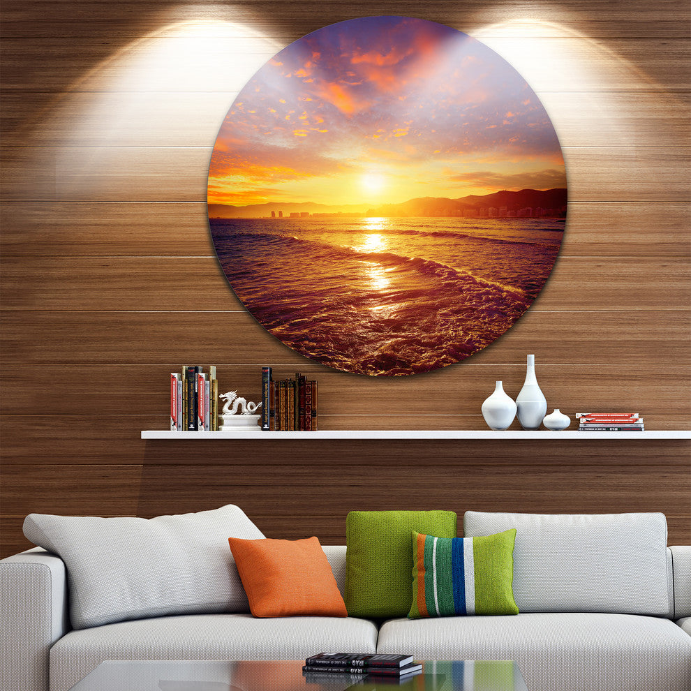 Cullera Playa Los Olivos Beach, Beach Disc Metal Wall Art, 11"