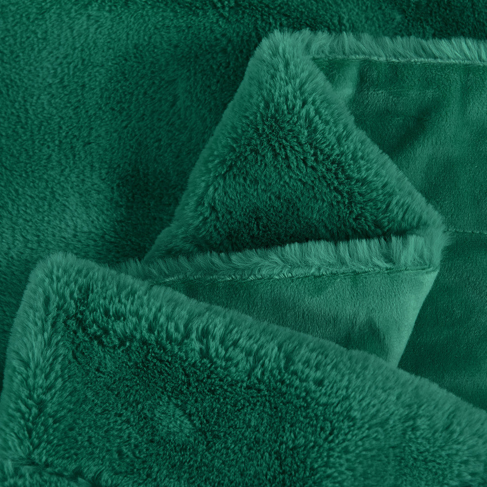 Fox Faux Fur Throw Blanket, Teal Green, 50''x60''