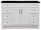 49" Single Sink Vanity, White Finish With Black Galaxy Granite And Oval Sink