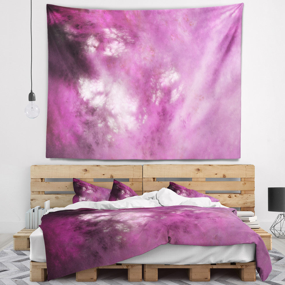 Blur Pink Sky with Stars Abstract Wall Tapestry, 39"x32"