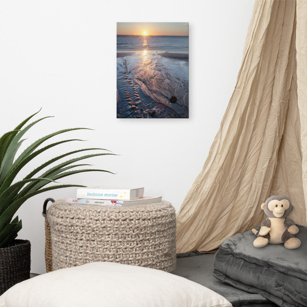 Low Tide Ravine Coastal Landscape Photo Canvas Wall Art Print, 12" X 16"