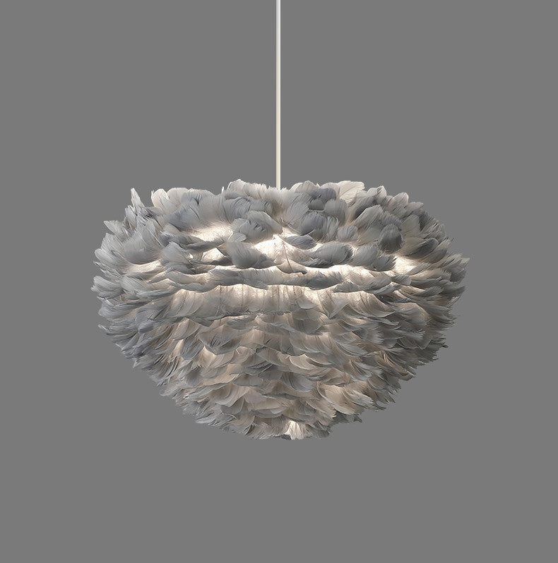 Romantic Red/Gray Feather LED Pendant Lighting for Bar, Living room, Gray, Dia11
