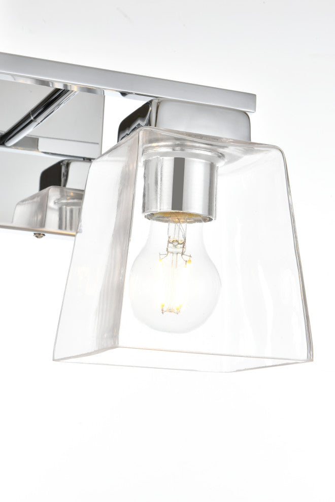 2 Light Chrome And Clear Bath Sconce