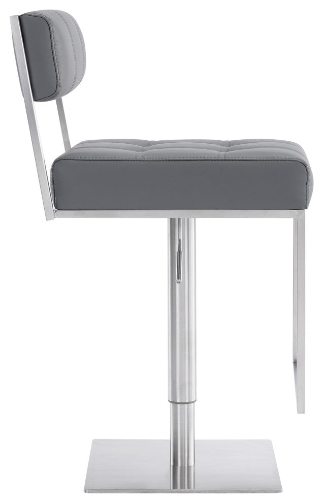 Kylee Swivel Barstool in Faux Leather, Gray