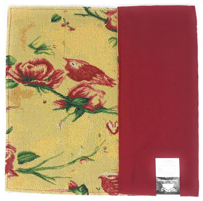 Seasonal Floral Woven Fabric Tapestry Kitchen Table Mats Cloth Placemats, Yellow Floral