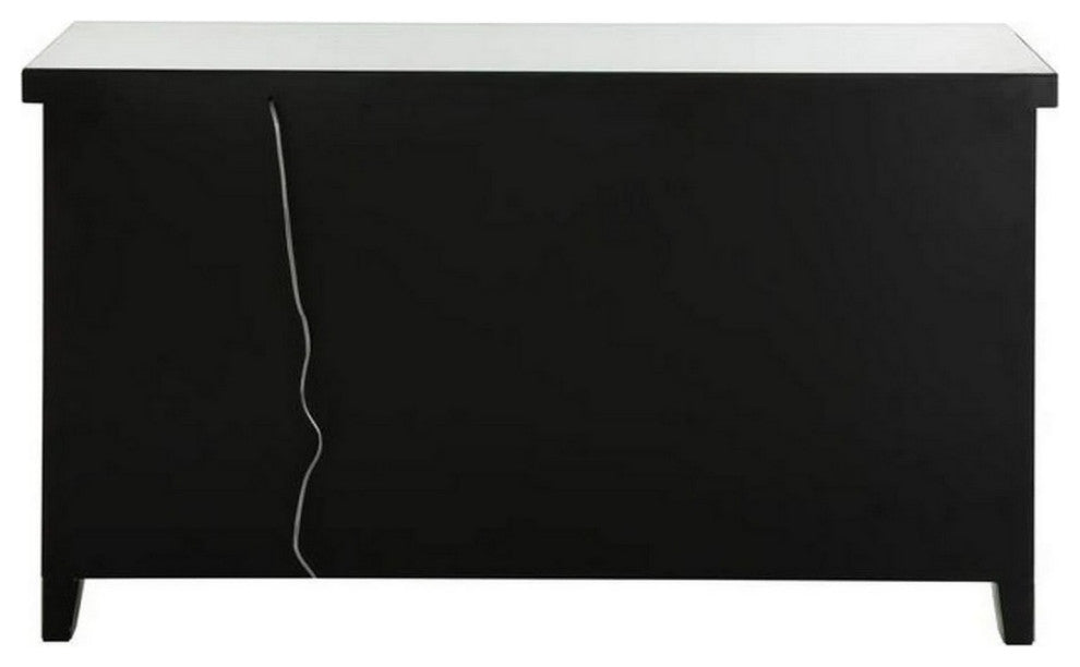 Benzara BM251174 LED Wine Cabinet, Mirror Panel Framing/2 Glass Doors, Silver
