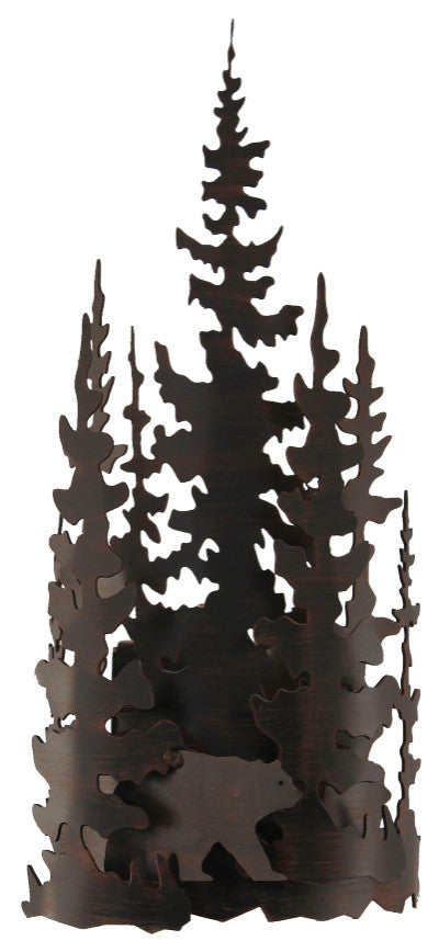 Burnt Sienna Iron Bear and Tree Wall Sconce