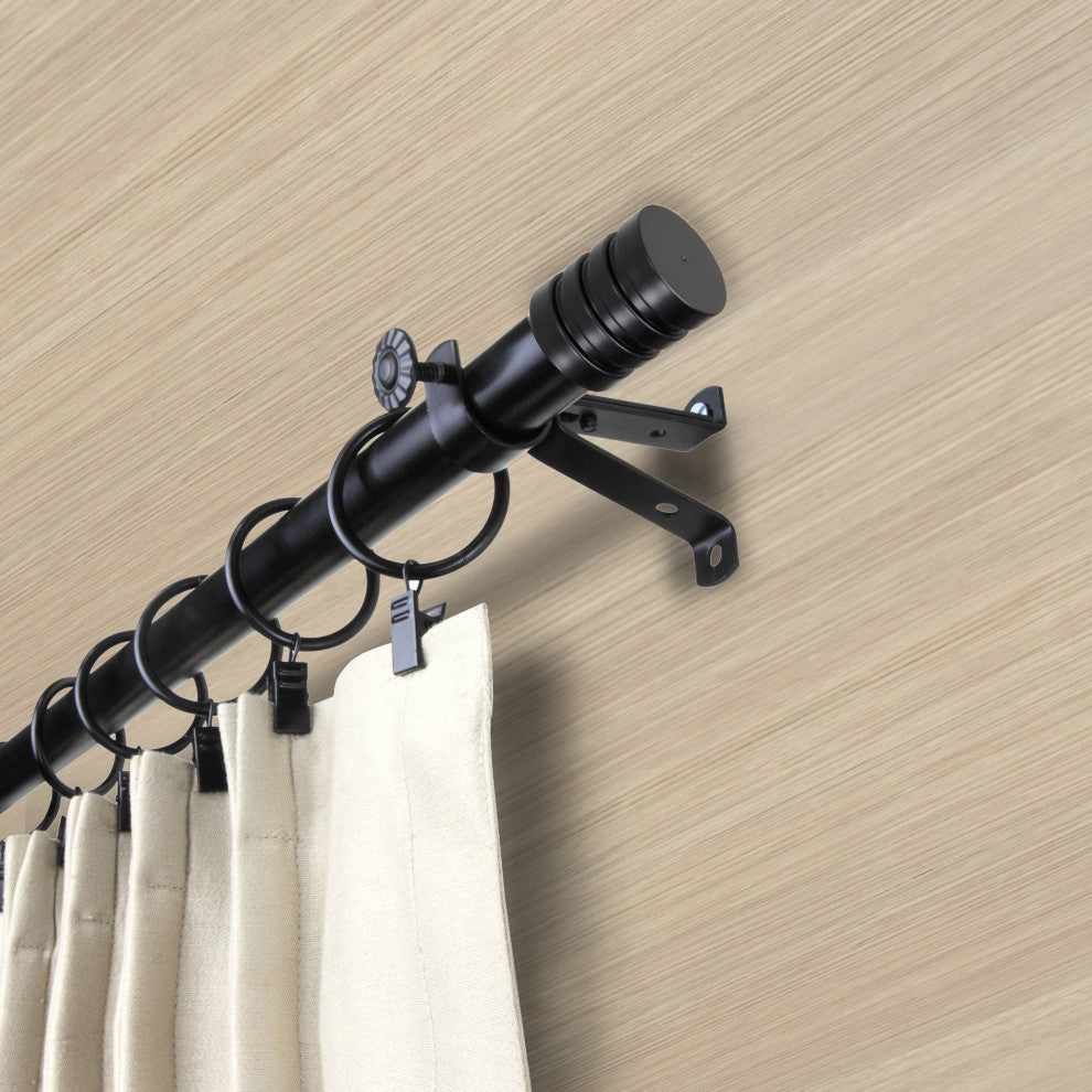 Tim 13/16" Diameter Curtain Rod, Black, 18-28"