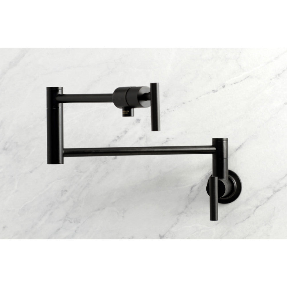 Kingston Brass KS4100CML Manhattan Wall Mount Pot Filler, Matte Black