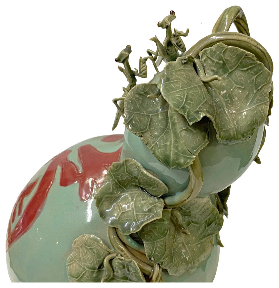 Handmade Light Green Ceramic Artistic Gourd Figure Display Art Hws2804