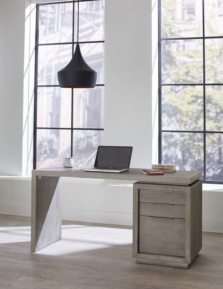 Modus Oxford 3-Drawer Single Pedestal Desk, Mineral