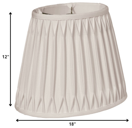18" Cream Oval Smocked Pleat Paperback Shantung Lampshade