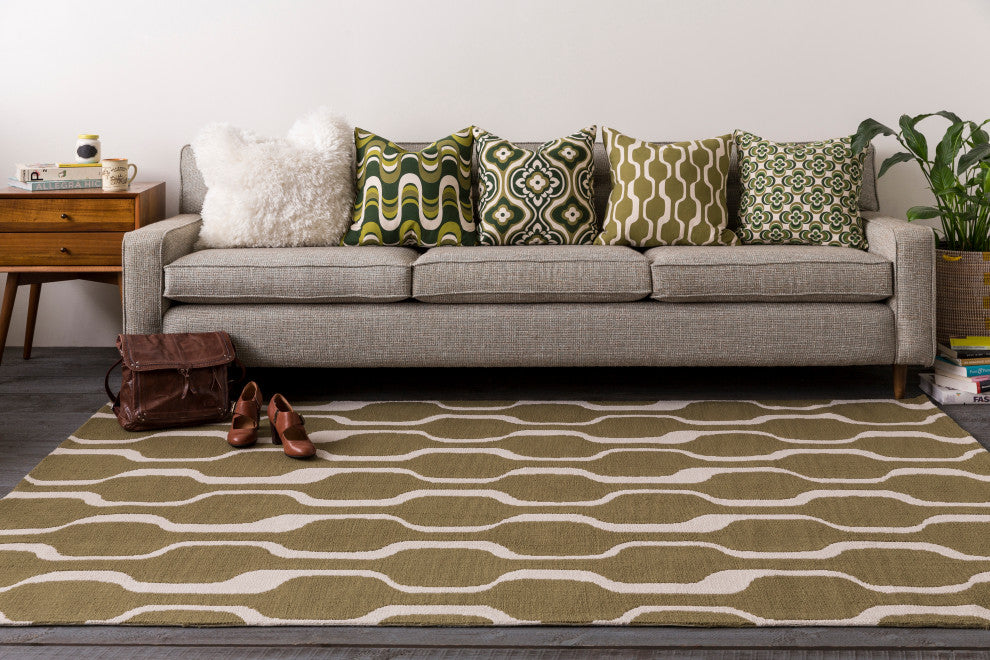 Surya Trudy TRUD-7151 18"x18" Pillow Kit, Olive/Dark Green/Cream