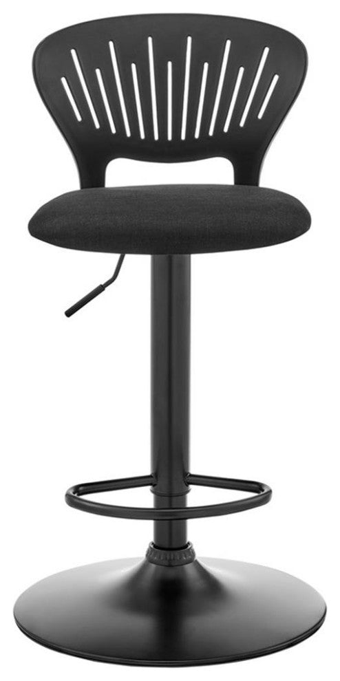 Armen Living Padua 23 - 32" Modern Metal Swivel Stool in Black