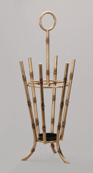 Antique Gold Iron Bamboo Angled Umbrella Stand
