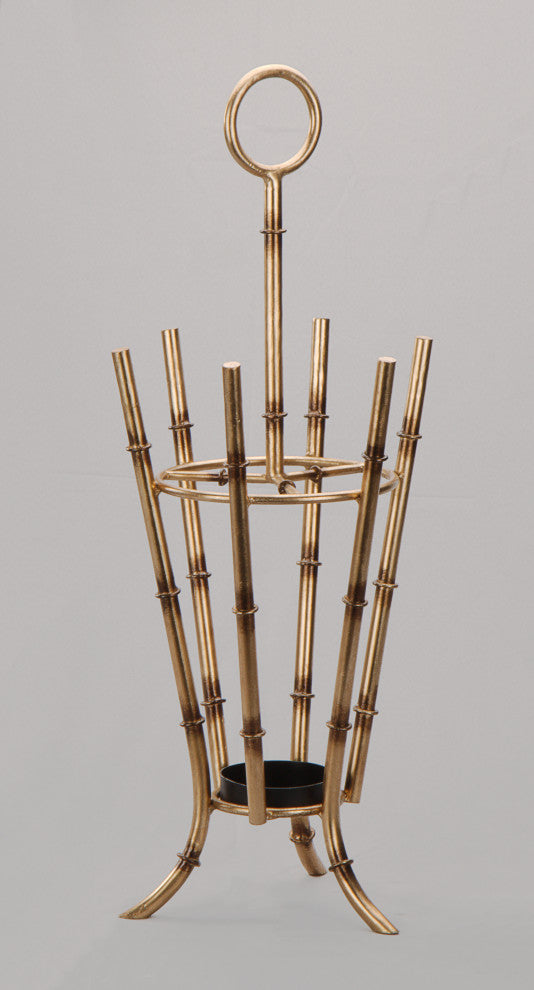 Antique Gold Iron Bamboo Angled Umbrella Stand