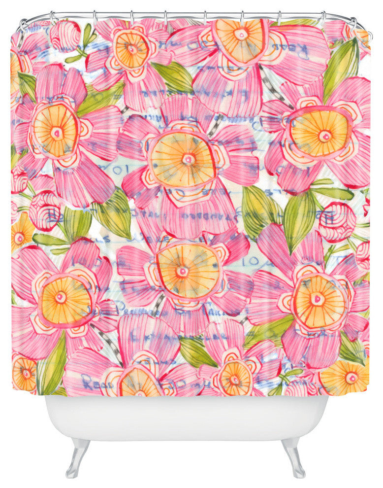 Deny Designs Cori Dantini Pinky Blooms Shower Curtain