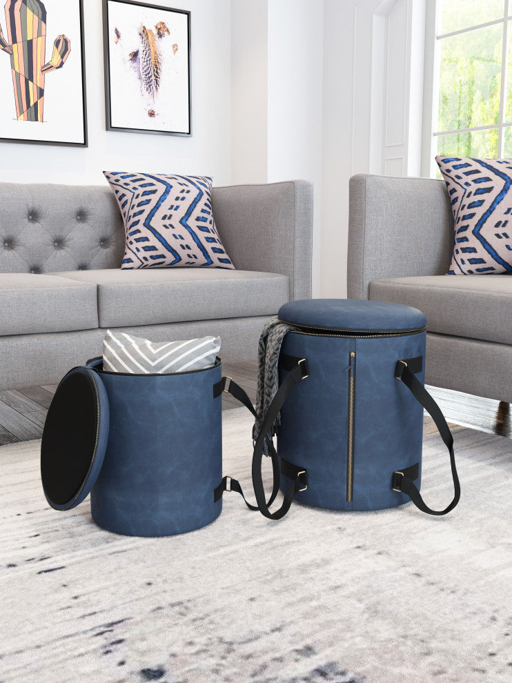 Candice Ottoman Storage Set Blue