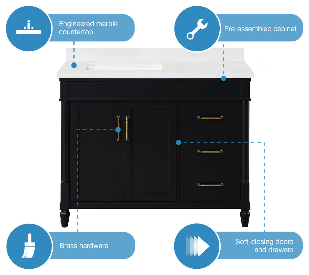 OVE Decors Salisbury Bathroom Vanity, Black, 42 in