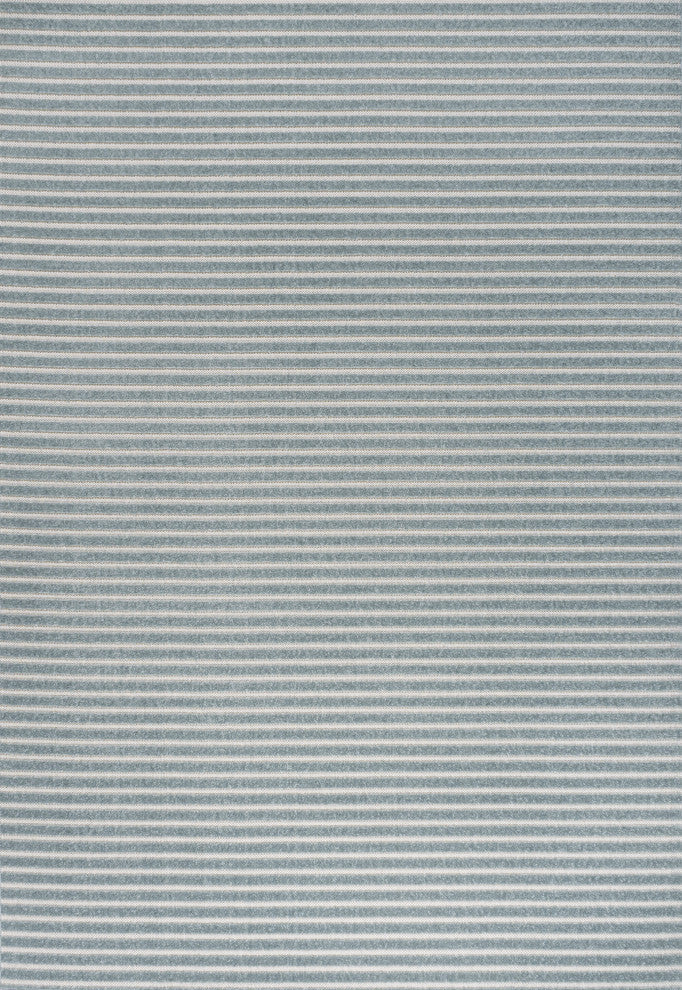 Aarhus High-Low Scandi Striped Blue/Ivory 4 ft x 6 ft Indoor/Outdoor Area Rug