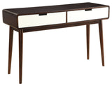Sofa Table with 2 Drawers, Espresso and White