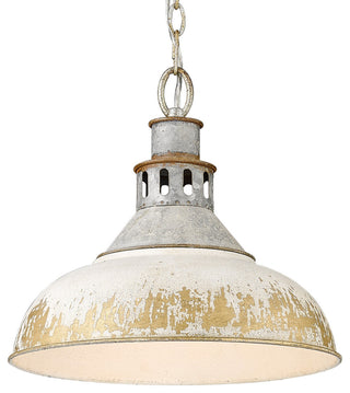 Golden Lighting 0865-L Kinsley 14"W Pendant - Aged Galvanize Steel / Antique