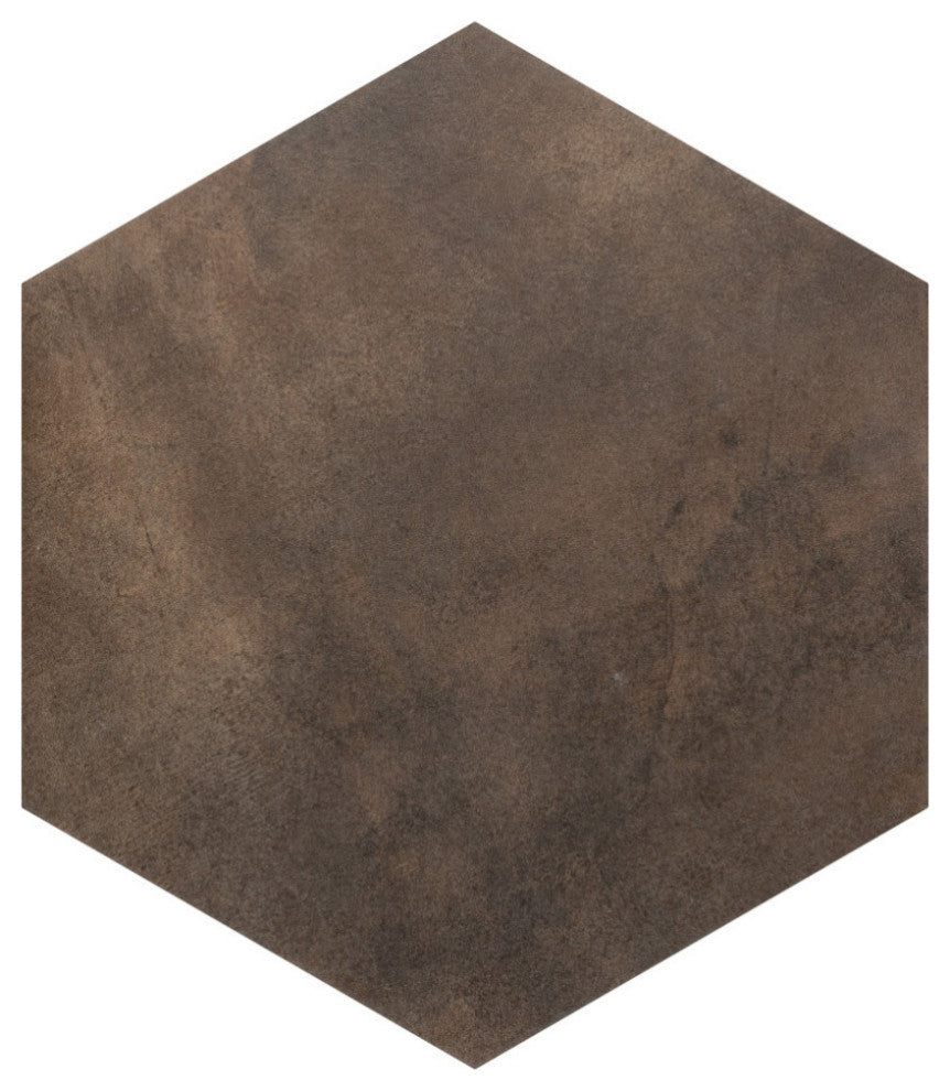 Industrial Hex Multi Mix Porcelain Floor and Wall Tile, Brown