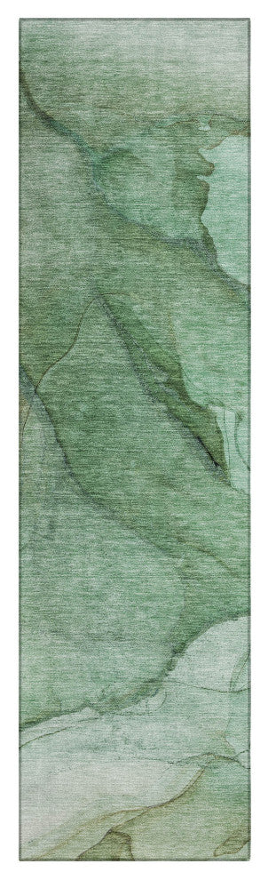 Machine Washable Indoor/Outdoor Chantille ACN607 Green 2'3" x 7'6" Runner Rug