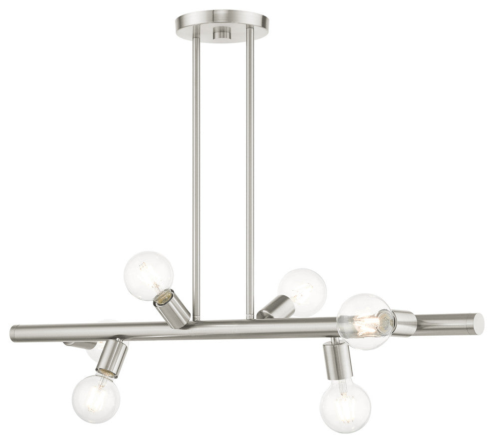 Brushed Nickel Modern, Urban, Scandinavian, Linear Chandelier