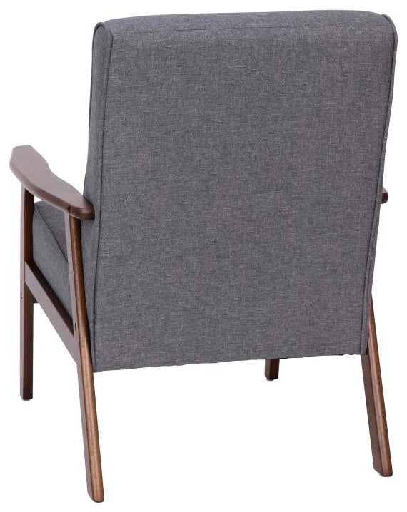 Langston Commercial Grade Upholstered Mid Century Modern Arm Chair, Dark Gray Fa