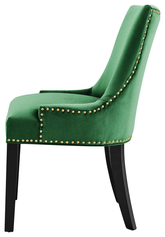 Dining Chair, Nailhead, Set of 2, Green, Velvet, Modern, Bistro Hospitality