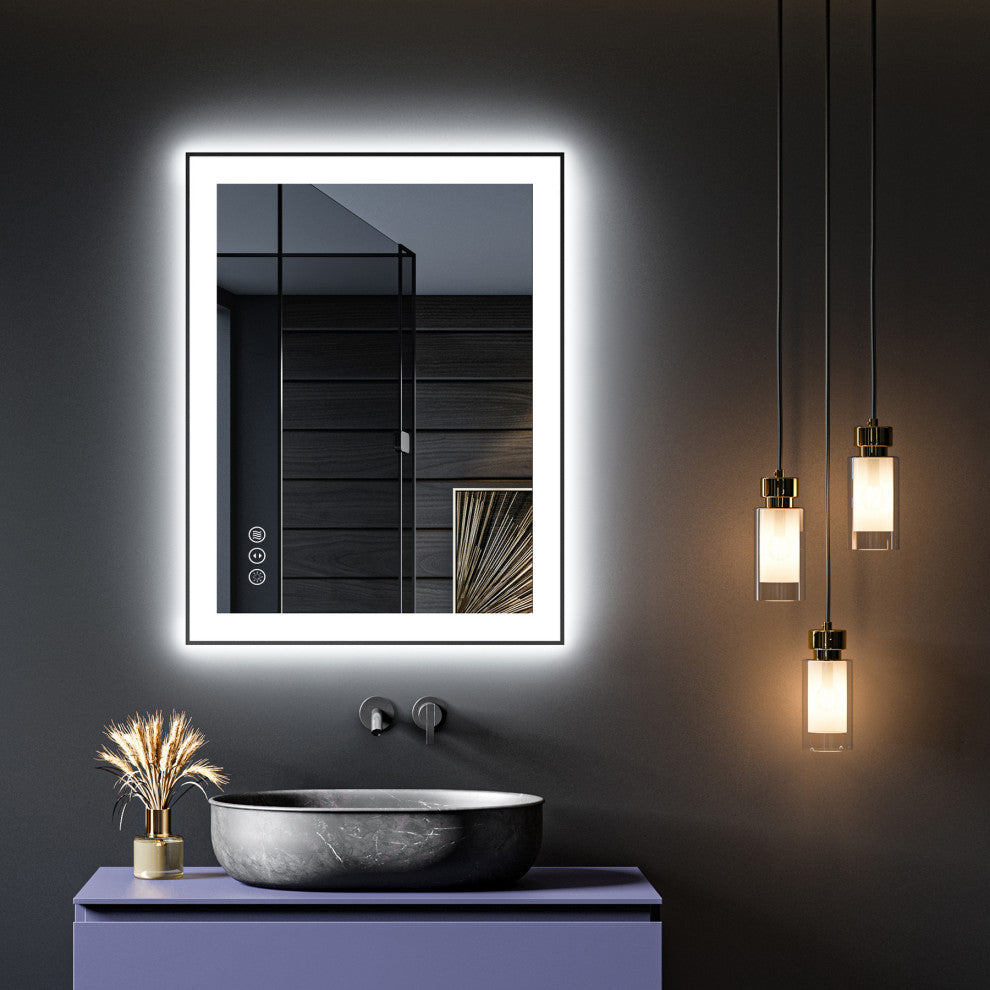 Black Frame Wall Mounted backlit LED Bathroom Vanity Mirror(36"W X 28"H )