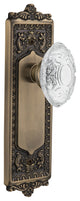 Egg and Dart Plate Passage Crystal Victorian Knob, Antique Brass, 2.75"