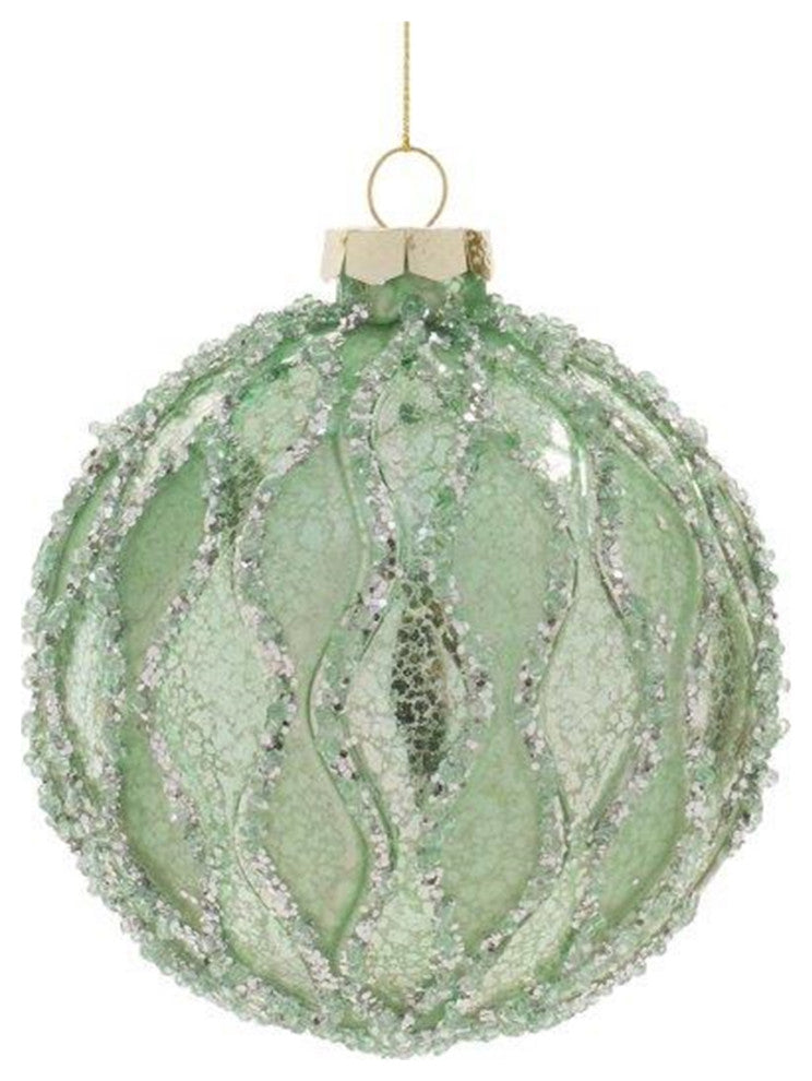 Beaded Mercury Glass Ball Ornament, Set of 6
