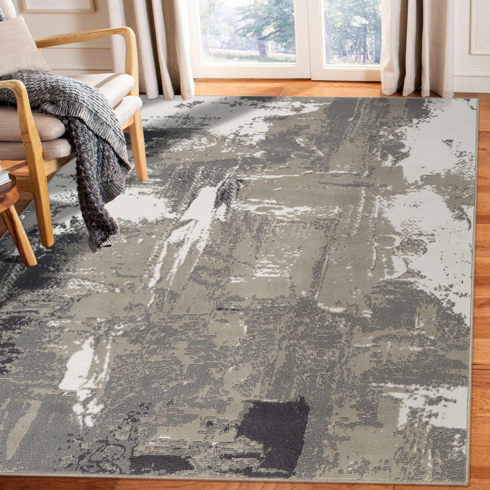 Alpine Ehra Power-Loomed Polypropylene Area Rug, Ivory, 5'3" X 7'6"