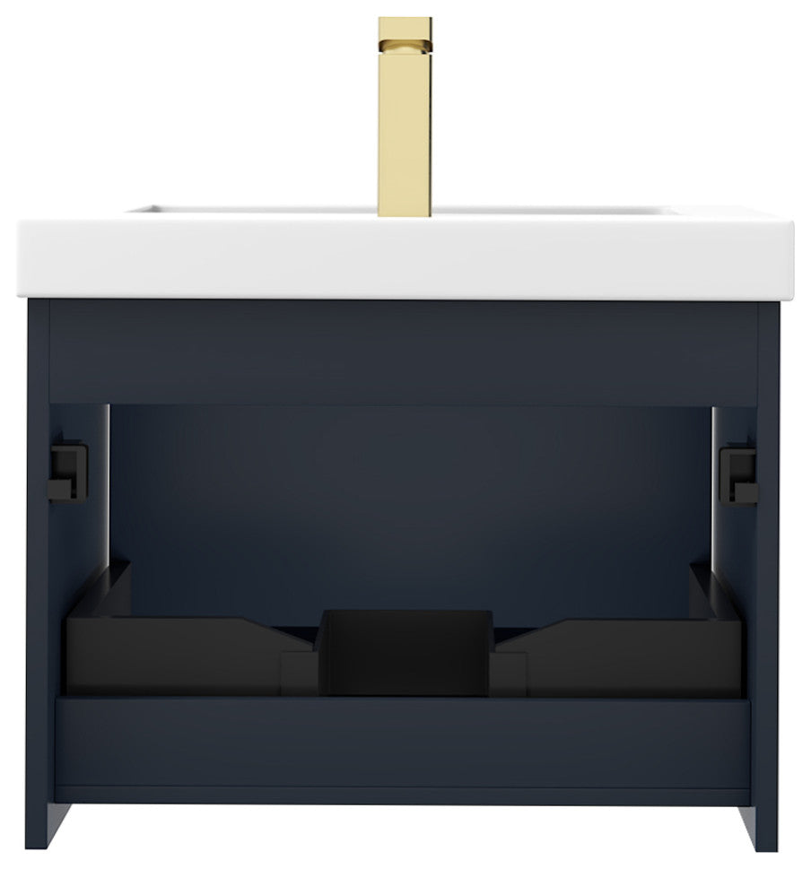 Floating Bathroom Vanity with Sink, Wall Mounted Vanity, Blue, 24" W/ Sink