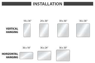 30"x36" Shatterproof Wall Mount Metal Frame Mirror, FM1-3036, Matte Black