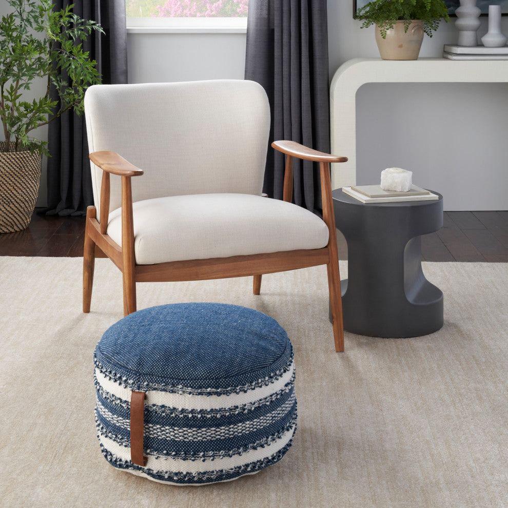 Mina Victory VJ088 Pouf, Navy, 20" x 20" x 12"