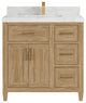 Santa Monica 36 Center Sink Bath Vanity in Whitewashed Teak 2" Calacatta Nuvo