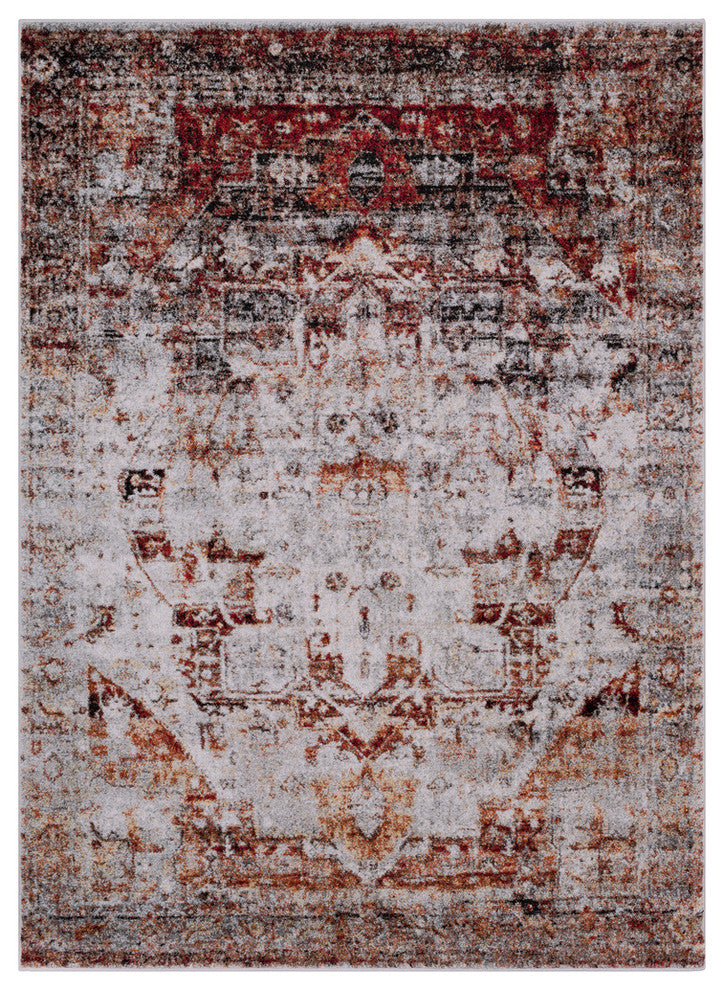 Surya Serapi SRP-1010 5'3"x7'3" Rug, Red/Ivory/Black/Orange/Gray/Yellow
