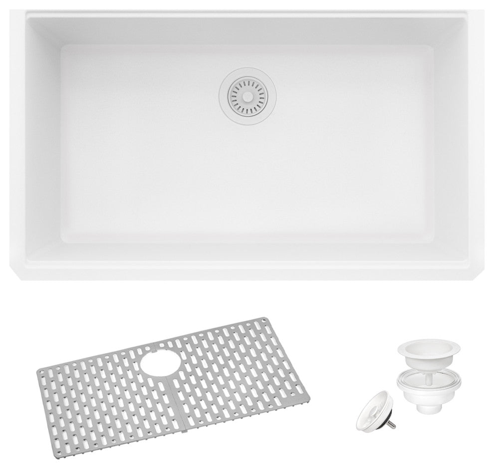 33-inch inch Granite Composite Undermount Sink - Arctic White - RVG2080WH