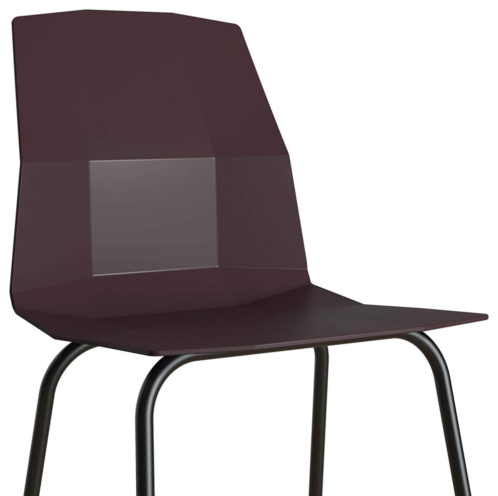 Deep Plum with Black Metal Base Counter Stool